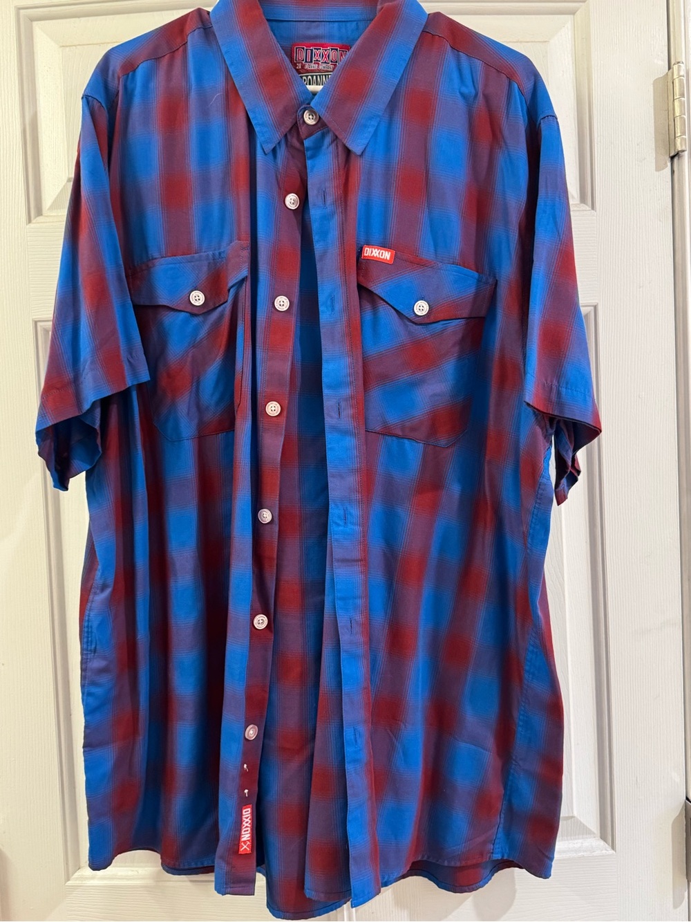 DIXXON “Roanne St” Short-Sleeve Plaid Shirt - Blue & Red
